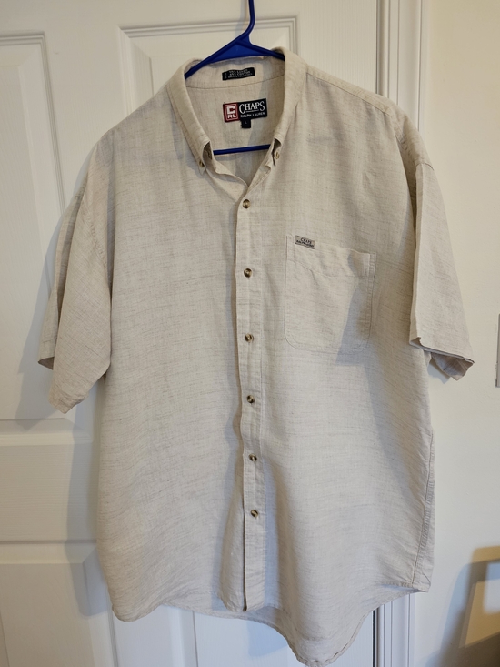 Ralph Lauren Other - Chaps Men's Short-Sleeve Linen Blend, Button-Down Shirt in Beige